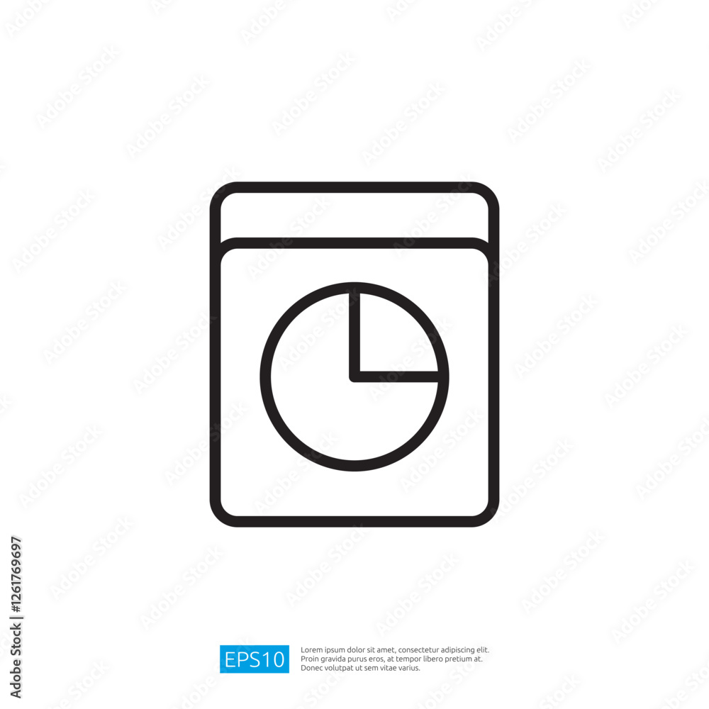 Poster a simple line drawing document featuring a pie chart, representing data analysis and reporting. it e