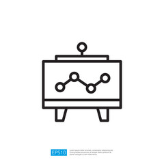 A simple illustration icon of a chart displayed on a stand, representing data analysis or presentation.