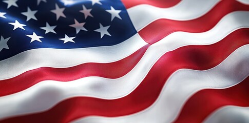 Obraz premium Waving american flag displaying stars and stripes in detail