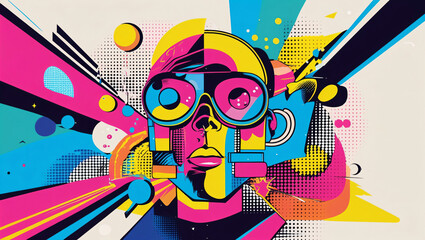 Obraz premium Rooftop Billboard in Neon Cityscape