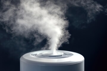 White Humidifier Releases Moistening Vapor Steam