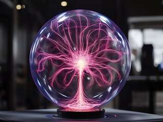 A glowing plasma ball displaying electric field distribution in real-time