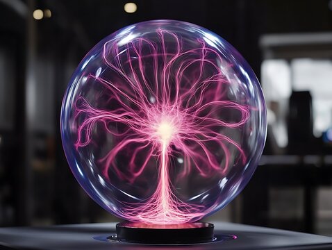 A glowing plasma ball displaying electric field distribution in real-time