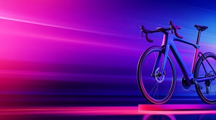 Fototapeta premium Futuristic bicycle on a vibrant gradient background with dynamic lighting effects