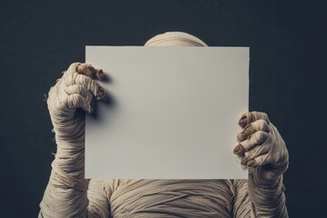 Mummy Holding Blank Sign Advertisement