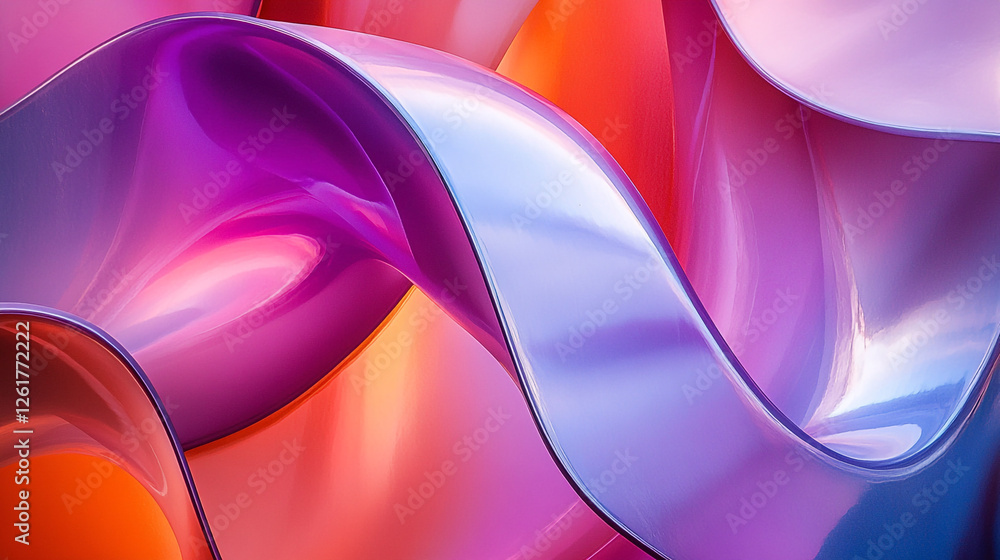 Poster abstract purple pink orange fluid dynamic swirls design background art waves shiny image style curve