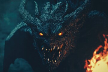 A Fierce Dark Creature With Glowing Eyes