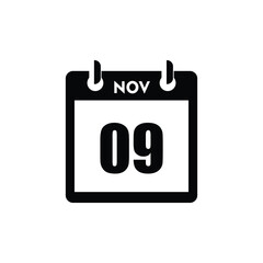 calender icon, 09 november icon with white background