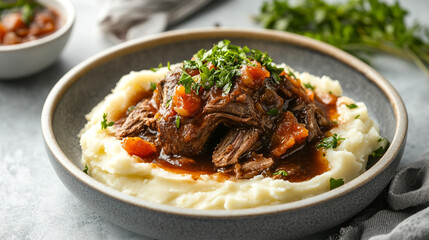 Delicious Beef Stew Mashed Potatoes Autumn Dinner Recipe Food Photography Meal Dish Warm Meat Home  