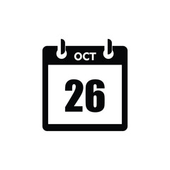 calender icon, 26 october icon with white background