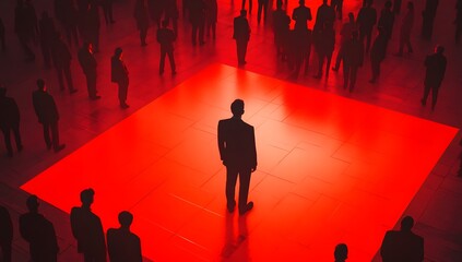 Businessman Centered on Red Carpet, Crowd, Leadership,  Action