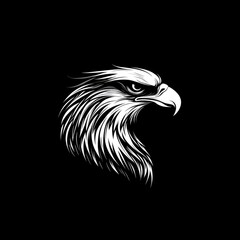 Obraz premium A stylized white eagle head design on black