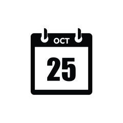 calender icon, 25 october icon with white background