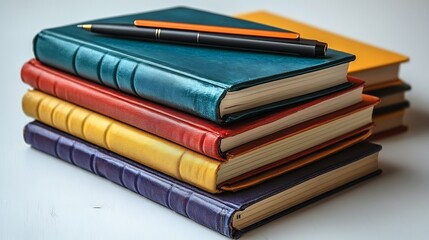 Isolated a white background A modern desk setup featuring a tablet smart pen and digital textbook representing advanced educational tools in a sleek tech enhanced environment