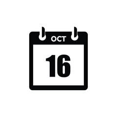 calender icon, 16 october icon with white background