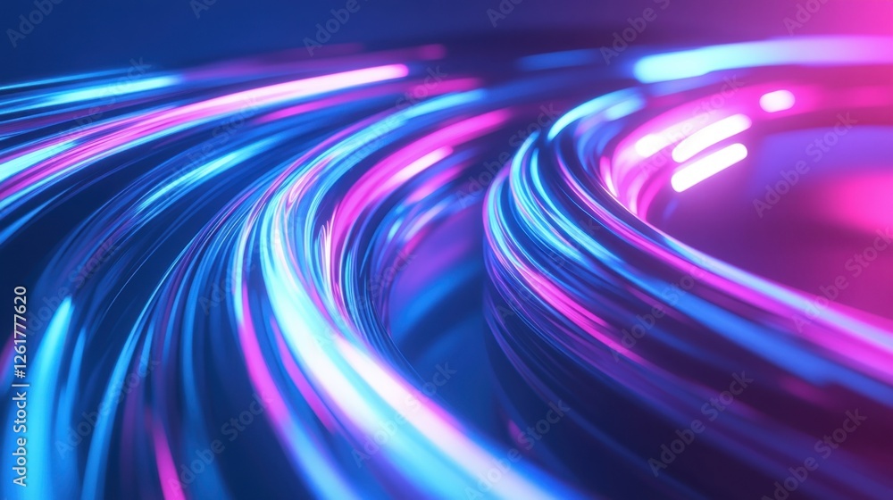 Canvas Prints dynamic abstract blue and pink light curves on white background representing futuristic digital moti