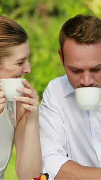 Sweet couple drinking coffee
