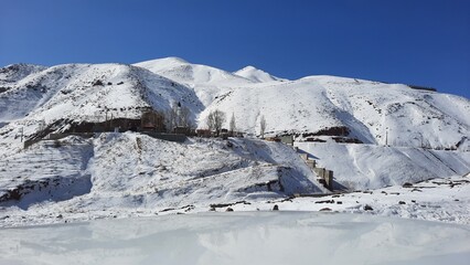 snow covered mountains