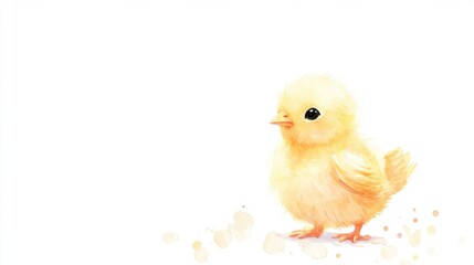 Fototapeta premium Adorable Watercolor Easter Chick in Yellow Isolated on White Background