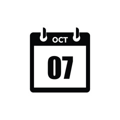 calender icon, 07 october icon with white background