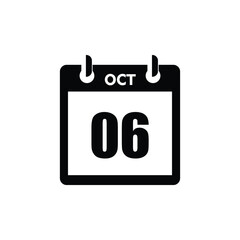 calender icon, 06 october icon with white background