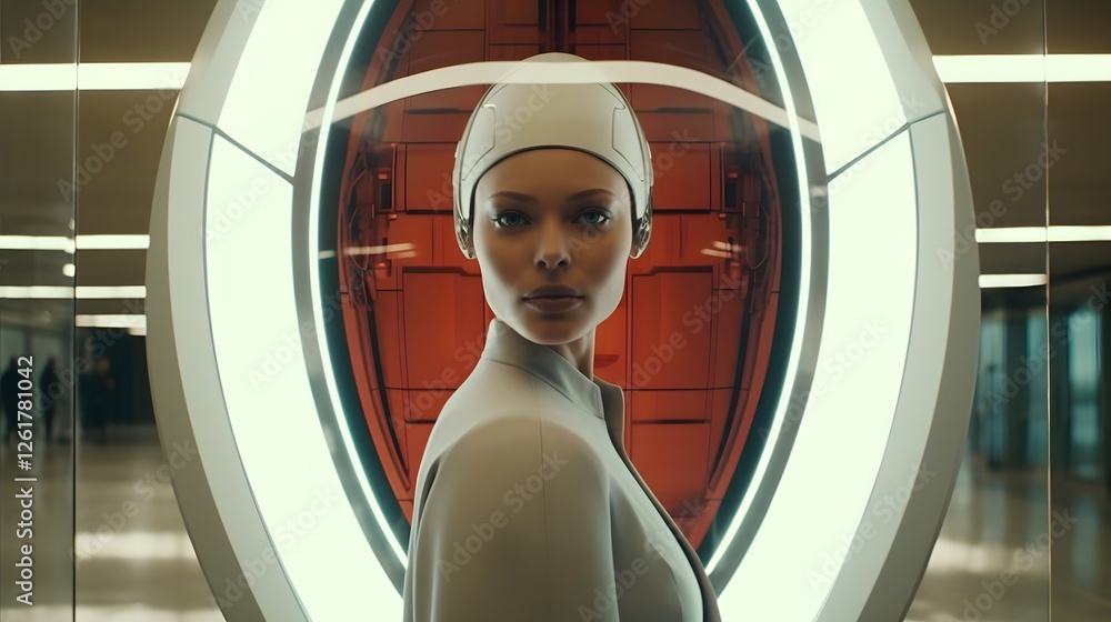 Poster futuristic and innovative smart home security system with advanced ai powered facial recognition and
