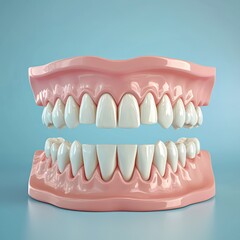 Obraz premium Dental hygiene concept visualized with oral care elements, emphasizing tooth health and maintenance.