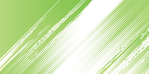 Abstract Sports Background with Green and Yellow Gradient Brushstrokes and Halftone Effect. Dynamic Grunge Background. Scratch and Texture