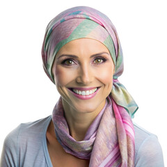 Happy Woman in Colorful Headscarf - Authenticity