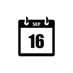 calender icon, 16 september icon with white background