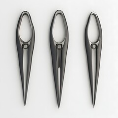 Modern, three-pronged, industrial tools on white background