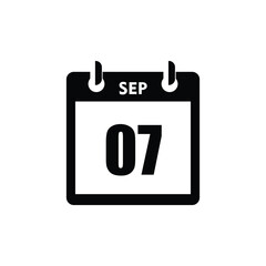 calender icon, 07 september icon with white background