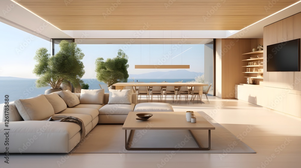 Aufkleber sleek and intelligent smart home interior with automated conveniences for a modern streamlined lifes