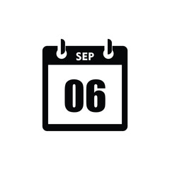 calender icon, 06 september icon with white background