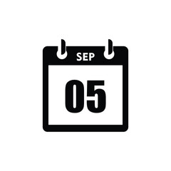 calender icon, 05 september icon with white background
