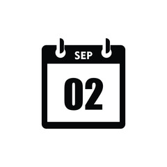 calender icon, 02 september icon with white background