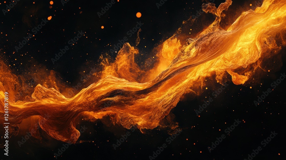Poster abstract golden fluid art dark backdrop streaks and flowing texture dynamic composition