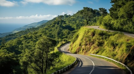 Fototapeta premium narrow up hill road