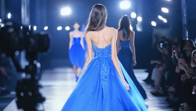 Stunning Blue Gown at Fashion Show