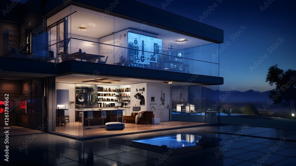 Aufkleber fully automated smart home with synchronized ai powered appliances and cutting edge interior design 