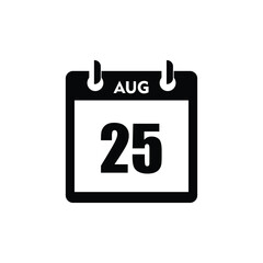 calender icon, 25 august icon with white background