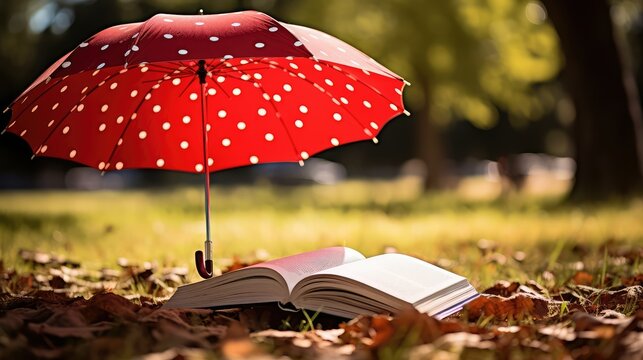 red umbrella and a book