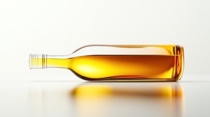 Fototapeta premium Empty Glass Bottle Lying on White Surface