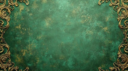 Ornate Green and Gold Textured Frame Background Design