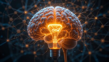 Innovative ideas emerge from the brain's creativity digital art futuristic setting abstract perspective technology concept