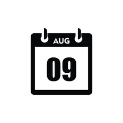 calender icon, 09 august icon with white background