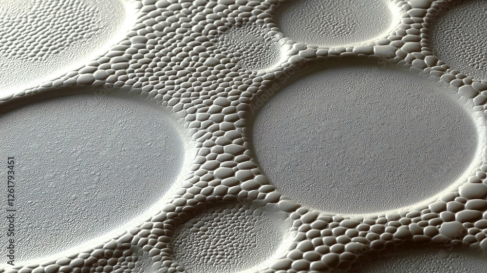Poster abstract grey texture: close-up of intricate circular patterns and organic shapes. a modern, minimal