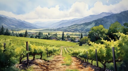 Fototapeta premium green wine water color