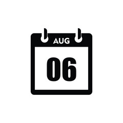 calender icon, 06 august icon with white background
