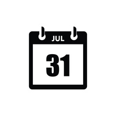 calender icon, 31 july icon with white background